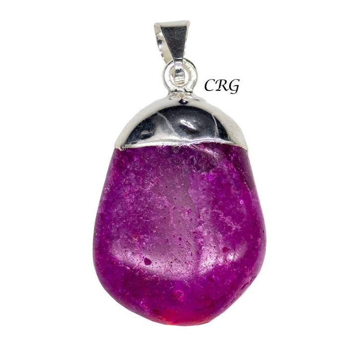 SET OF 10 - Pink Crackle Quartz Pendant with Silver Plating / 1 - 2" AVGCrystal River Gems