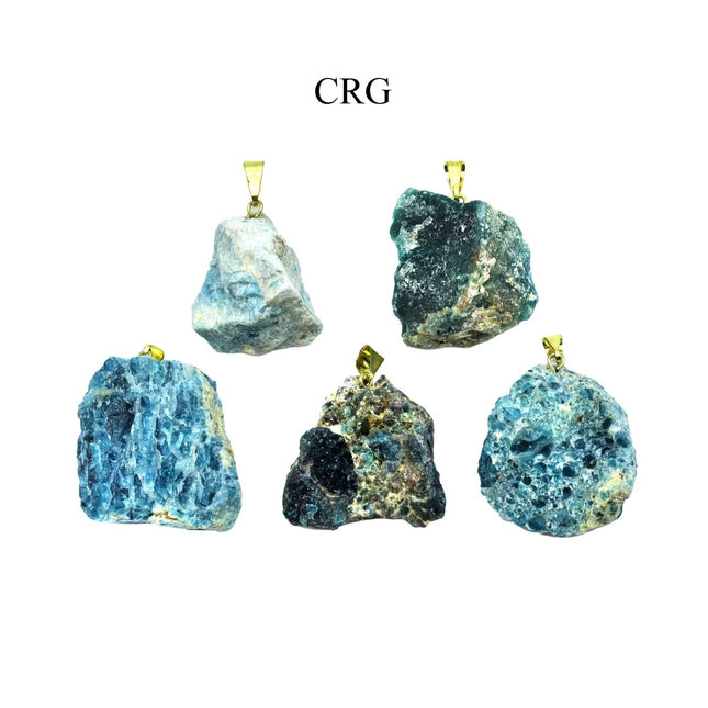 SET OF 10 - Rough Apatite Pendant with Gold Bail / 1-2" AVG