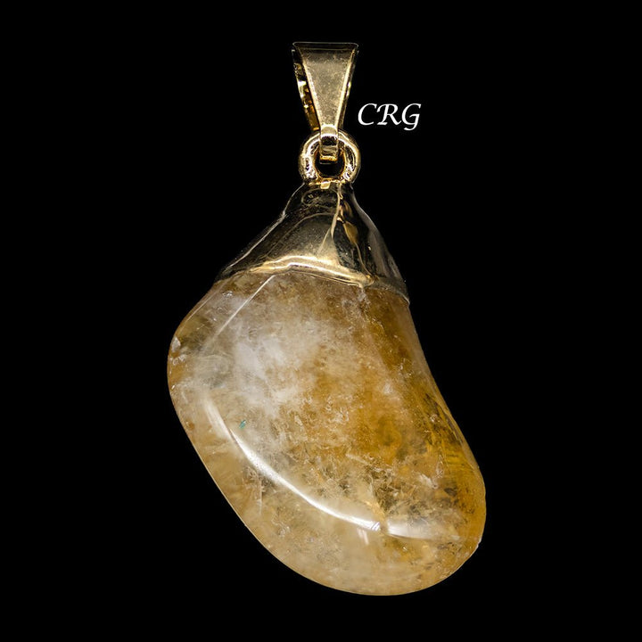 SET OF 10 - Tumbled Citrine Pendant with Gold Plating / 1-2" AVG