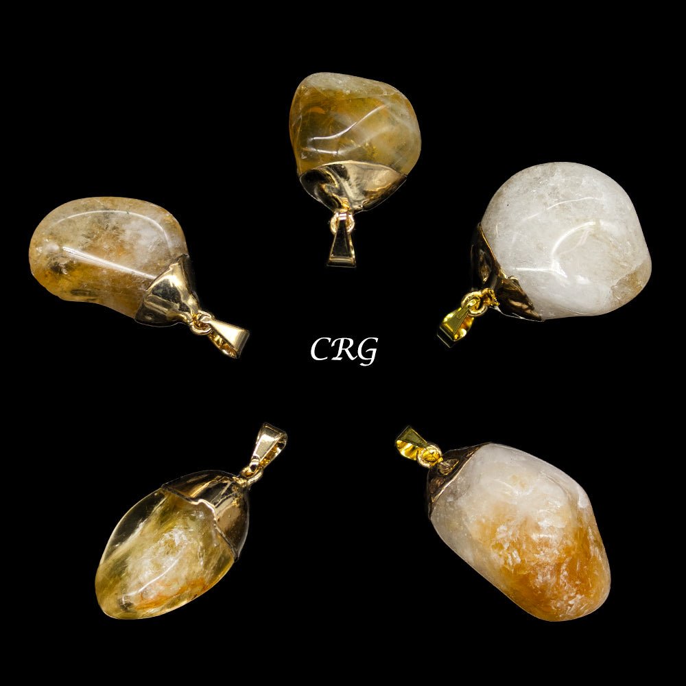 SET OF 10 - Tumbled Citrine Pendant with Gold Plating / 1 - 2" AVGCrystal River Gems