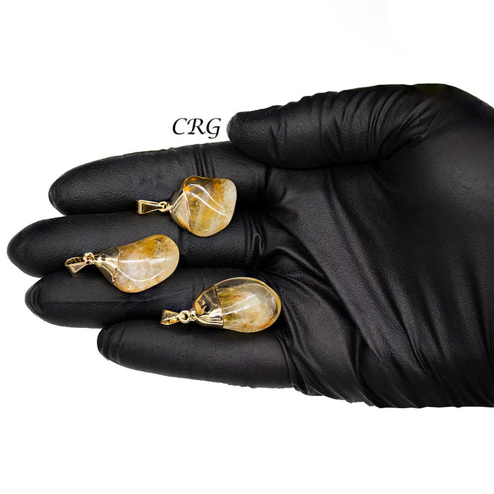 SET OF 10 - Tumbled Citrine Pendant with Gold Plating / 1 - 2" AVGCrystal River Gems