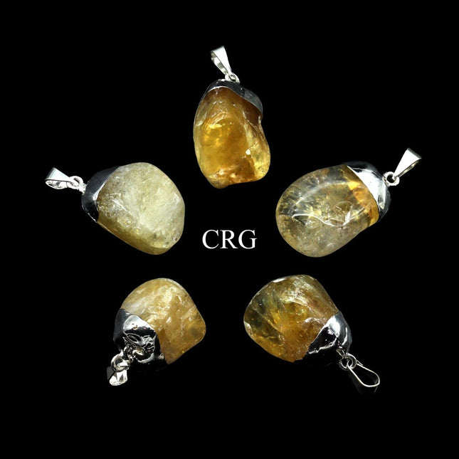 SET OF 10 - Tumbled Citrine Pendant with Silver Plating / 1-2" AVG