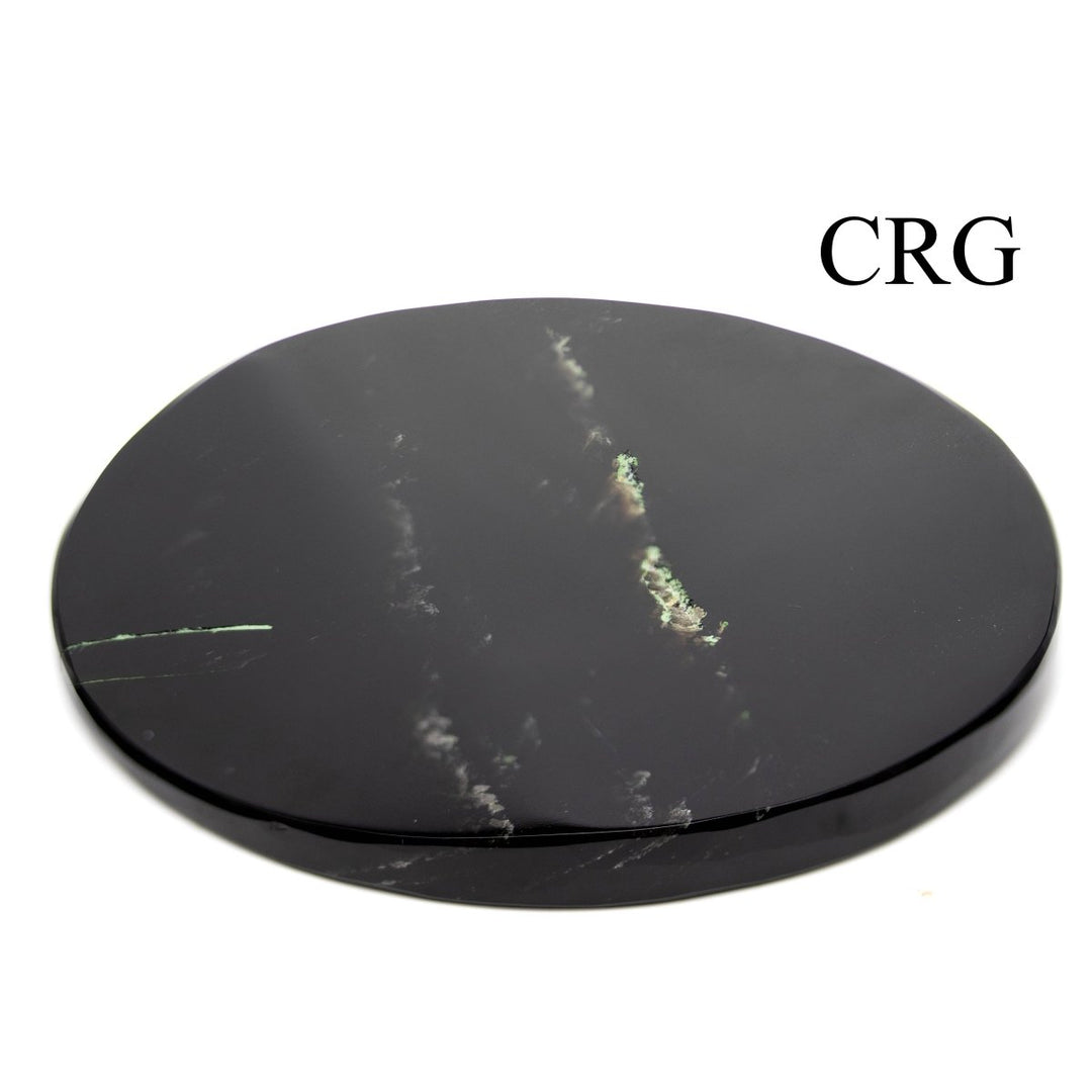 SET OF 2 - Black Obsidian Round Coasters / 3-5" AVG