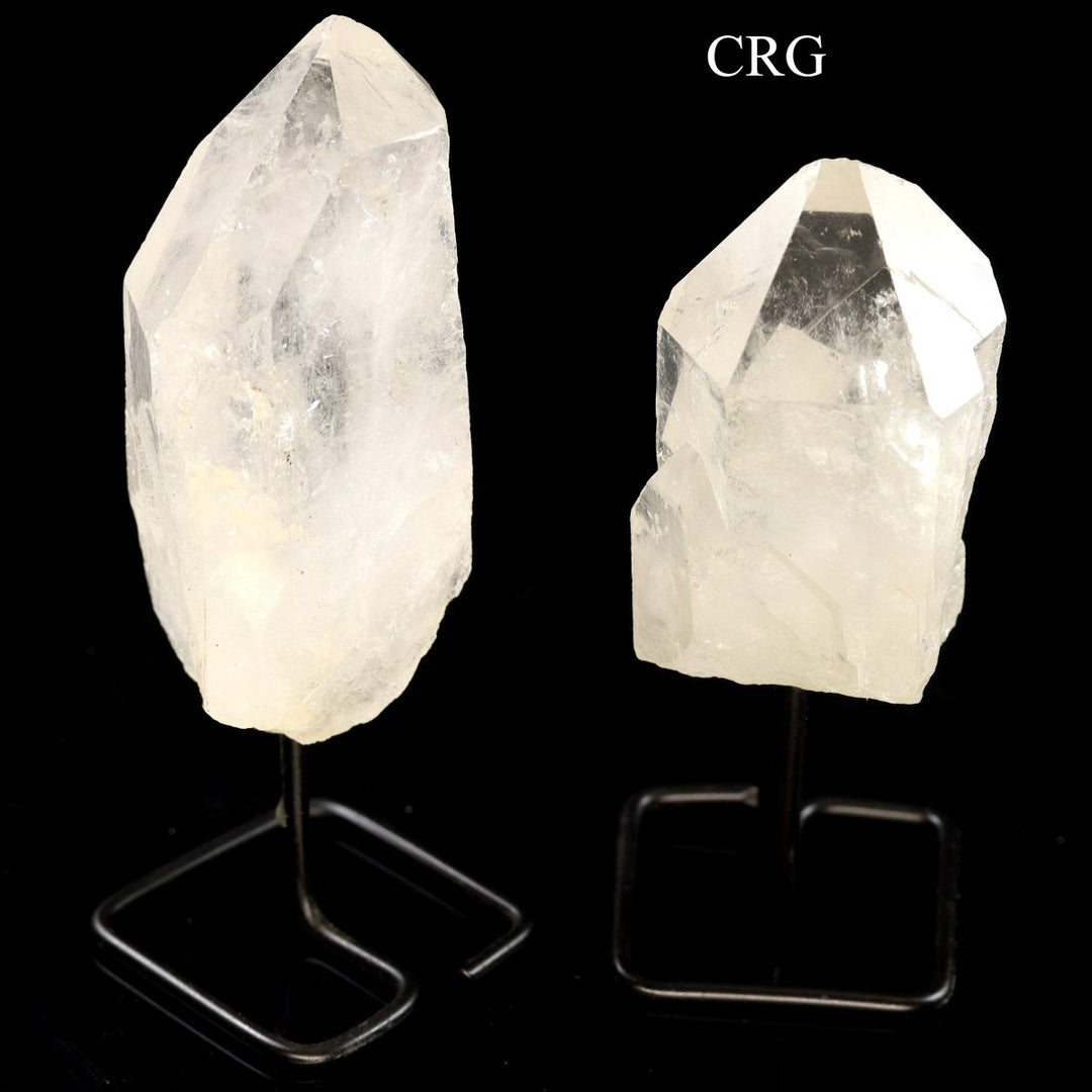 SET OF 2 - Crystal Quartz Points/Cluster on Metal Stand - Assorted / 4" - 5" AVGCrystal River Gems