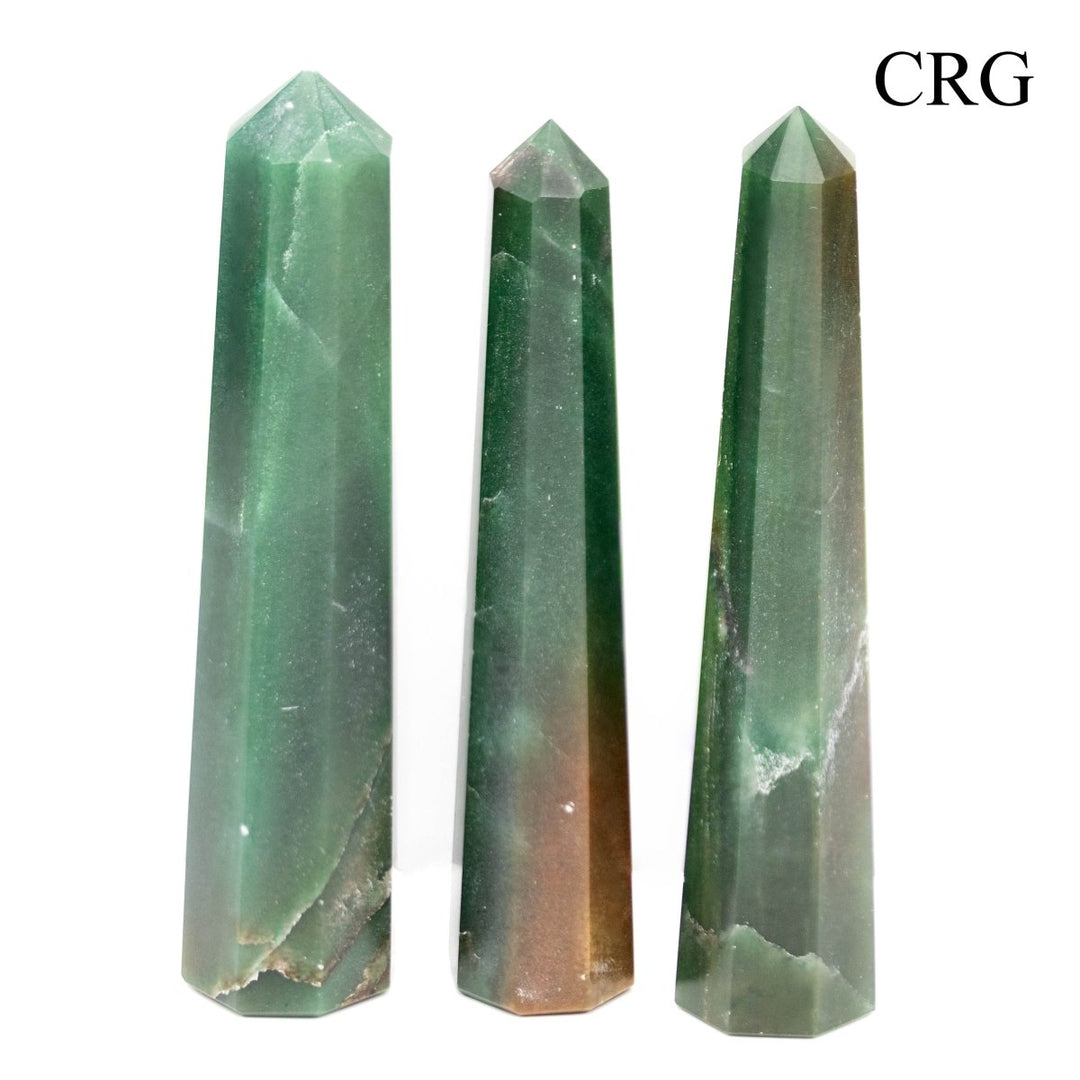 SET OF 2 - Dark Green Aventurine Mixed Shaped Towers / 3 - 5" AvgCrystal River Gems