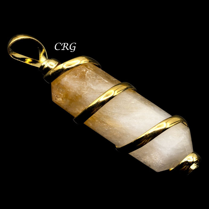 SET OF 2 - Double Terminated Citrine Pendant with Gold Spiral / 1 - 2" AVGCrystal River Gems