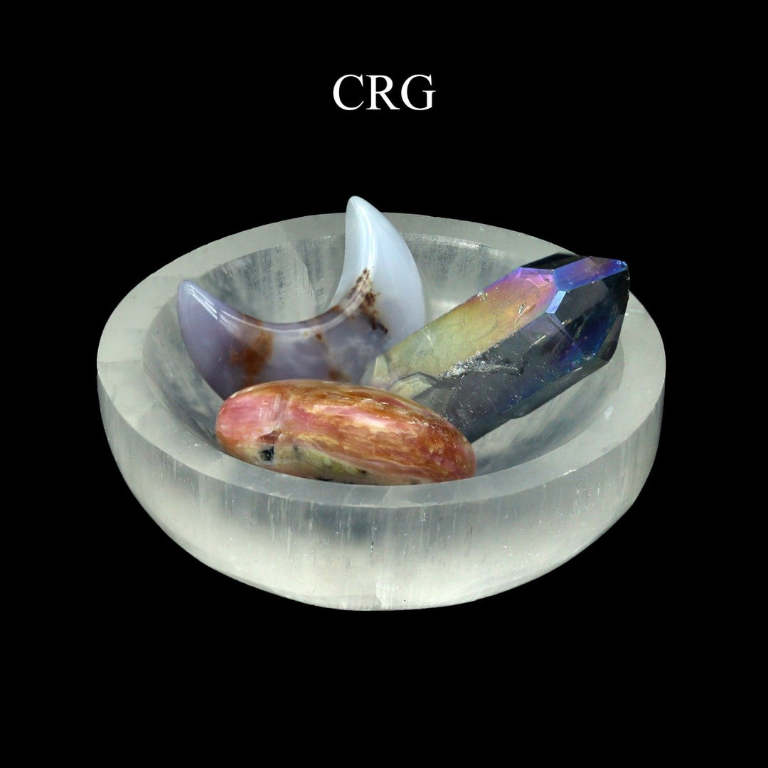 SET OF 2 - Hand - Carved Selenite Bowl / 7.5 - 9cm AVGCrystal River Gems