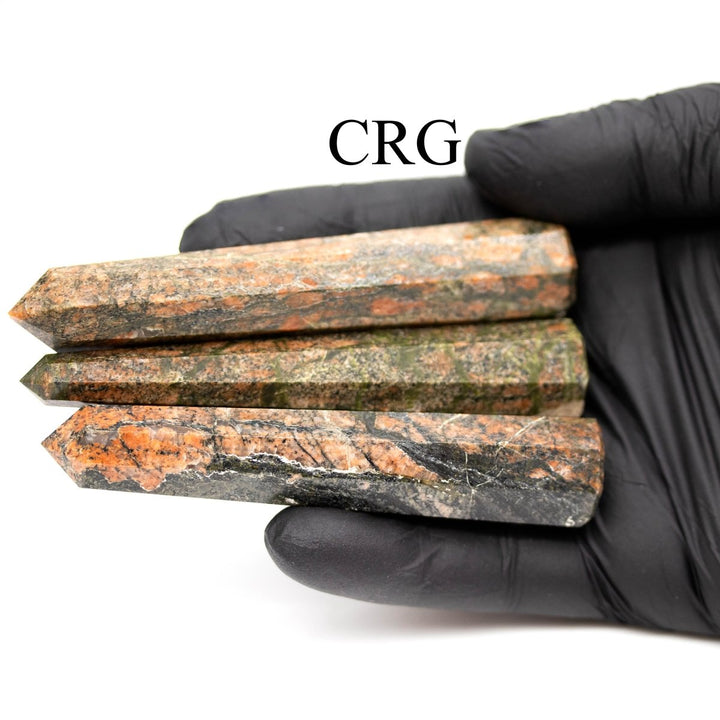 SET OF 2 - Mixed Shape Unakite Towers / 3 - 5" AVGCrystal River Gems