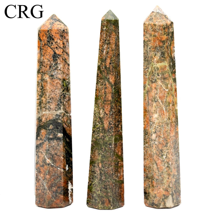 SET OF 2 - Mixed Shape Unakite Towers / 3 - 5" AVGCrystal River Gems