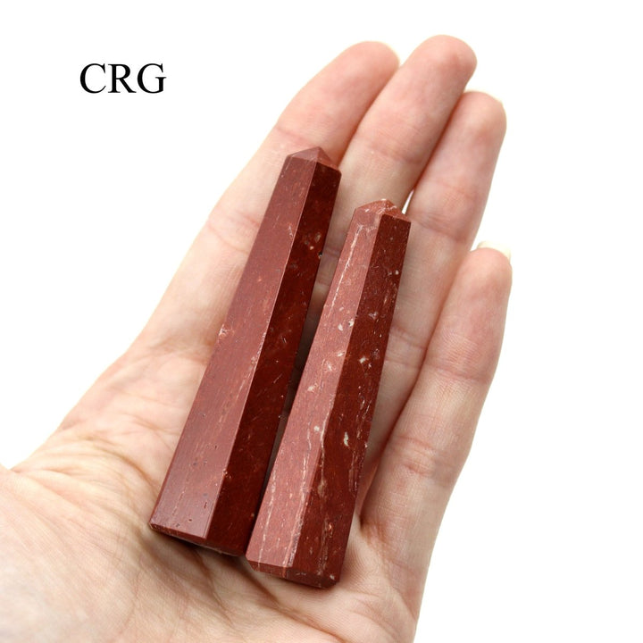 SET OF 2 - Red Jasper Gemstone Obelisk Point 2 - 3" avgCrystal River Gems