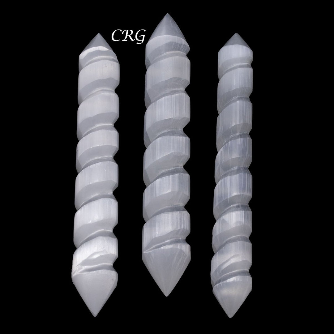 Selenite Double Point Spiral Wand 20cm (2 Pieces)Crystal River Gems