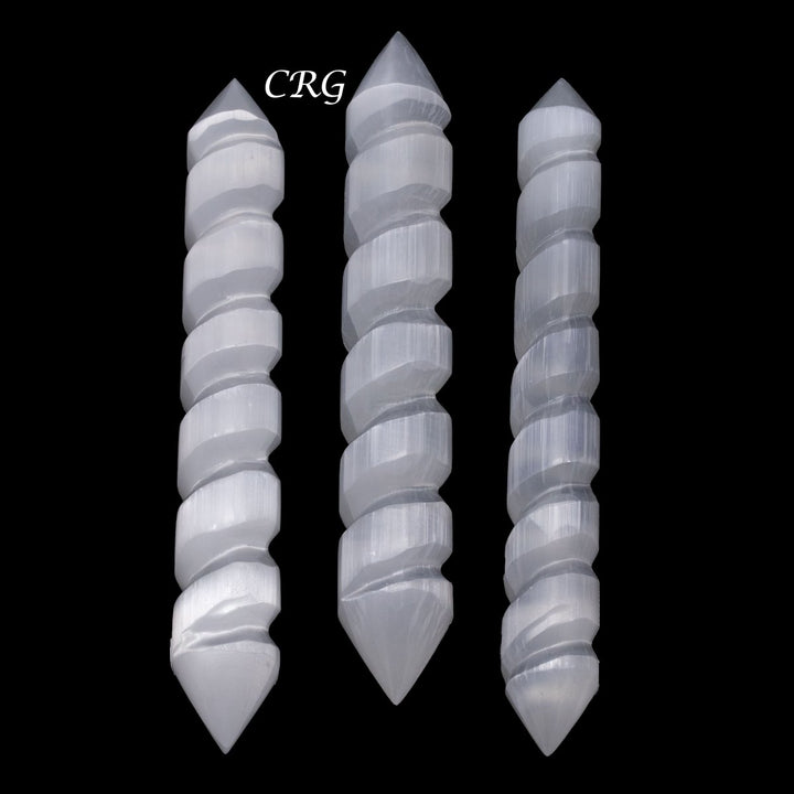 Set of 2 - Selenite Double Point Spiral Wand / 20 CM AVG