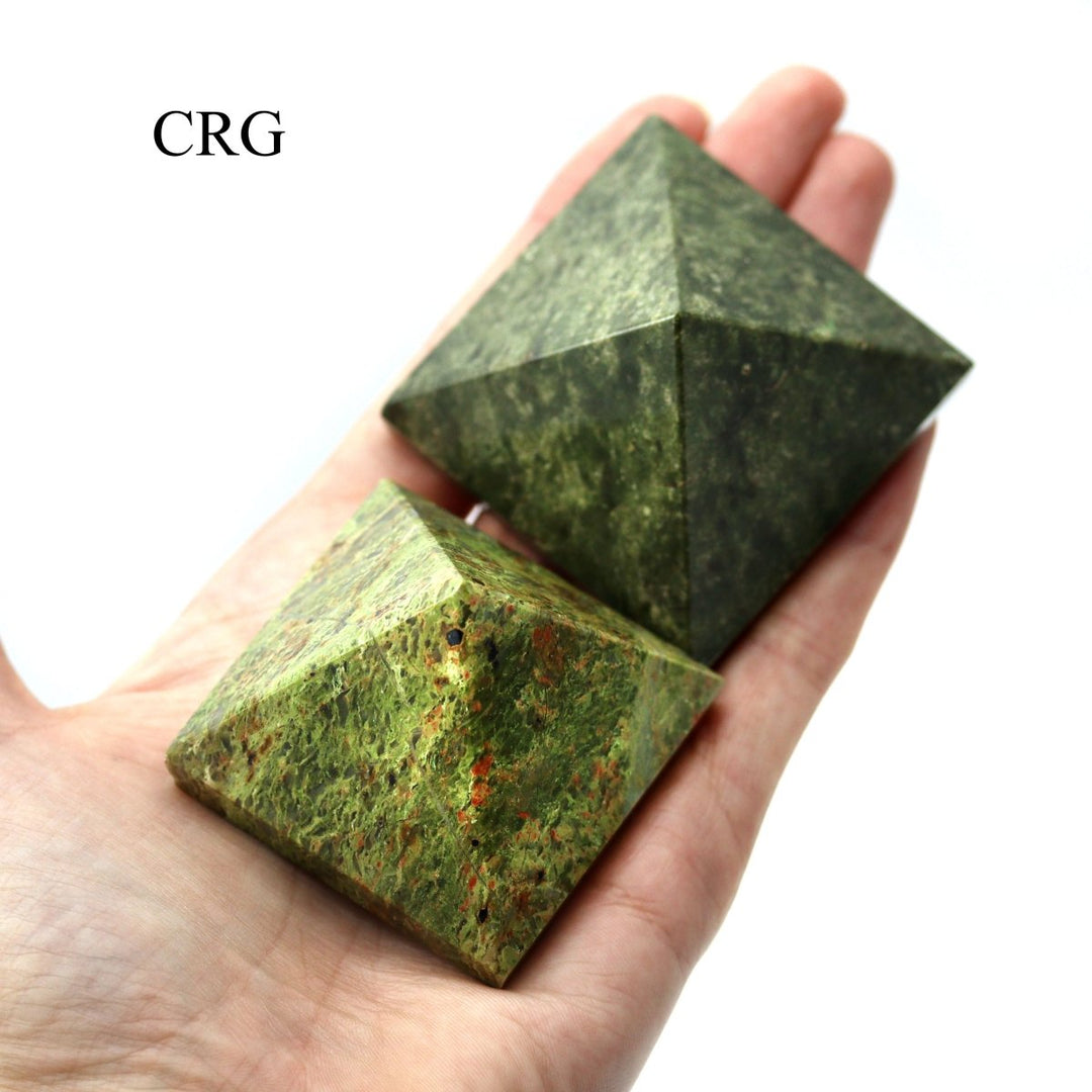 SET OF 2 - Vesuvianite Gemstone Pyramids / 1-3" AVG