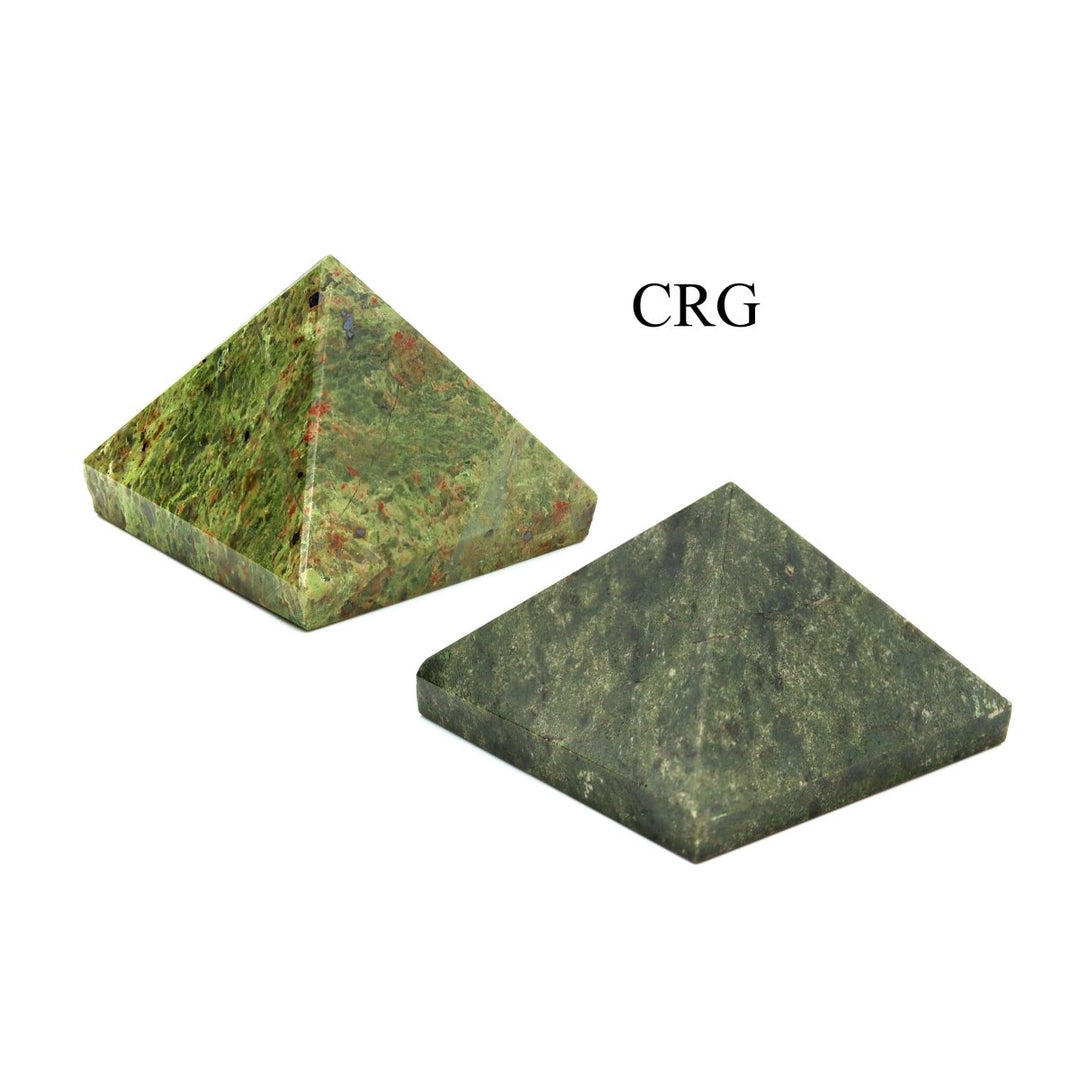 SET OF 2 - Vesuvianite Gemstone Pyramids / 1-3" AVG