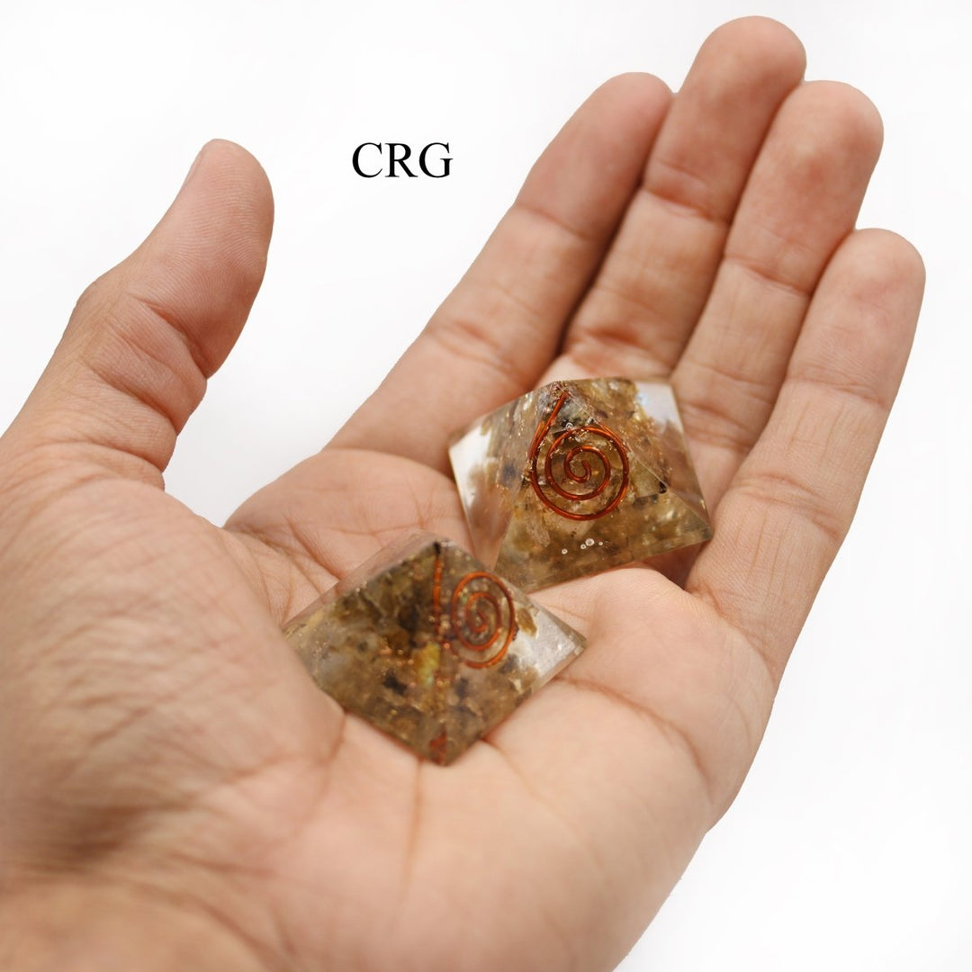 SET OF 3 - Labradorite Chip Orgonite Pyramid / 1" AVGCrystal River Gems