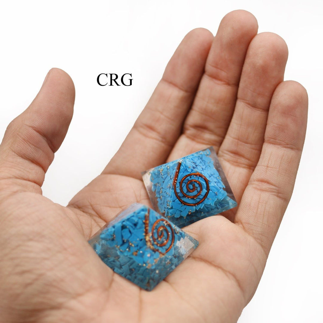 SET OF 3 - Turquoise-Inspired Chip Orgonite Pyramid / 1" AVG