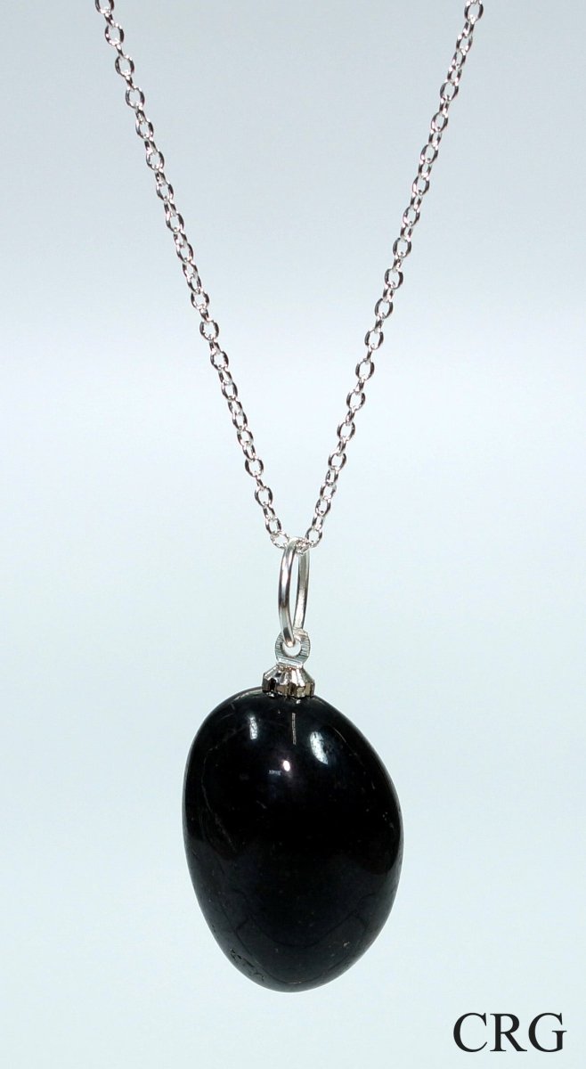 SET OF 4 - Black Tourmaline Tumbled PendantsCrystal River Gems