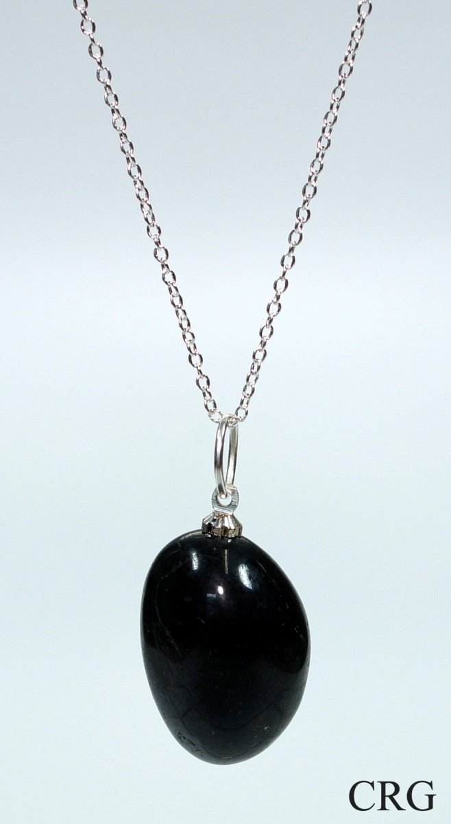 SET OF 4 - Black Tourmaline Tumbled Pendants