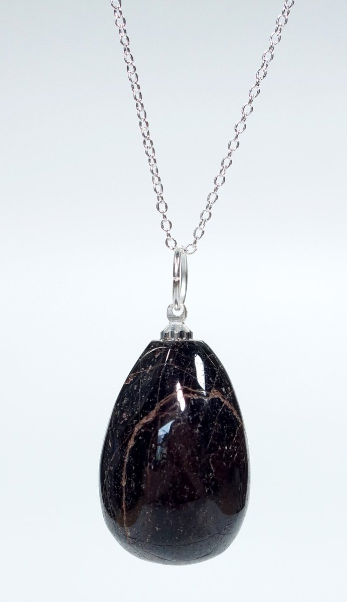 SET OF 4 - Dark Garnet Teardrop Pendant w/ Silver Bail / 1" Avg