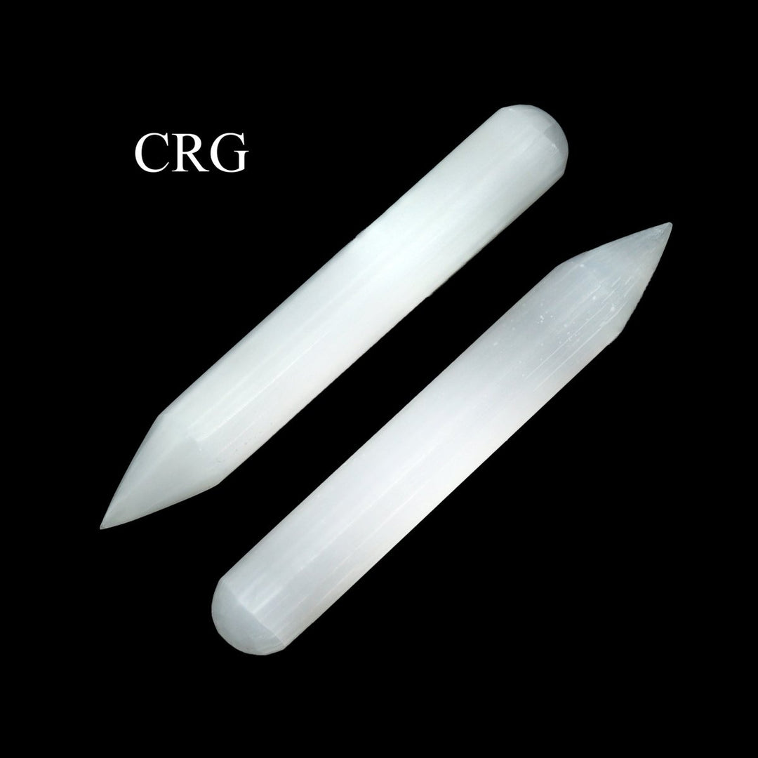 SET OF 4 - Hand Carved Selenite Pencil Wand / 5 - 6.5" AVGCrystal River Gems