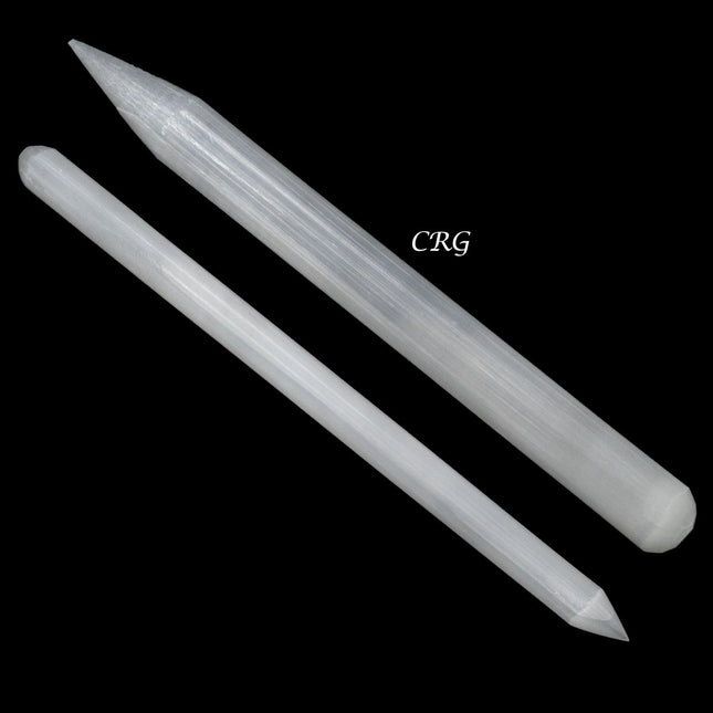 SET OF 4 - Hand Carved Thin Pencil Selenite Wand / 6"-6.5" AVG