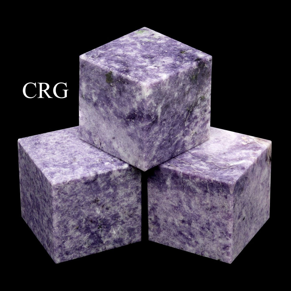 SET OF 4 - Lepidolite Gemstone Cubes / 40-45mm AVG