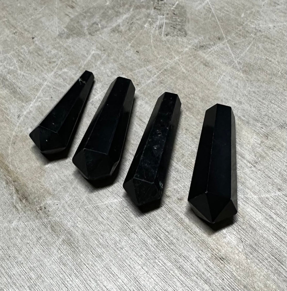 SET OF 4 - Obsidian Mini Double Terminated Points / 1" AVGCrystal River Gems