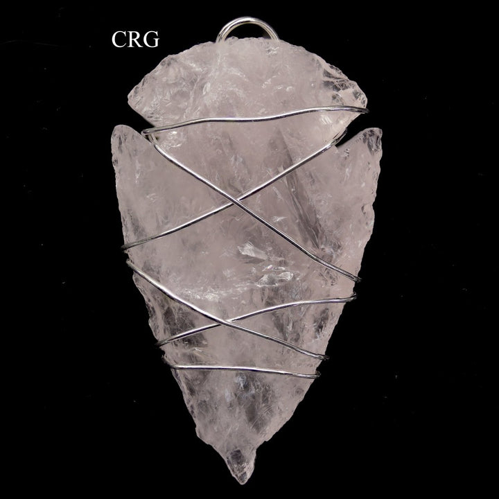 Rose Quartz Wire Wrapped Arrowhead Pendants - 1.5" - SET OF 4