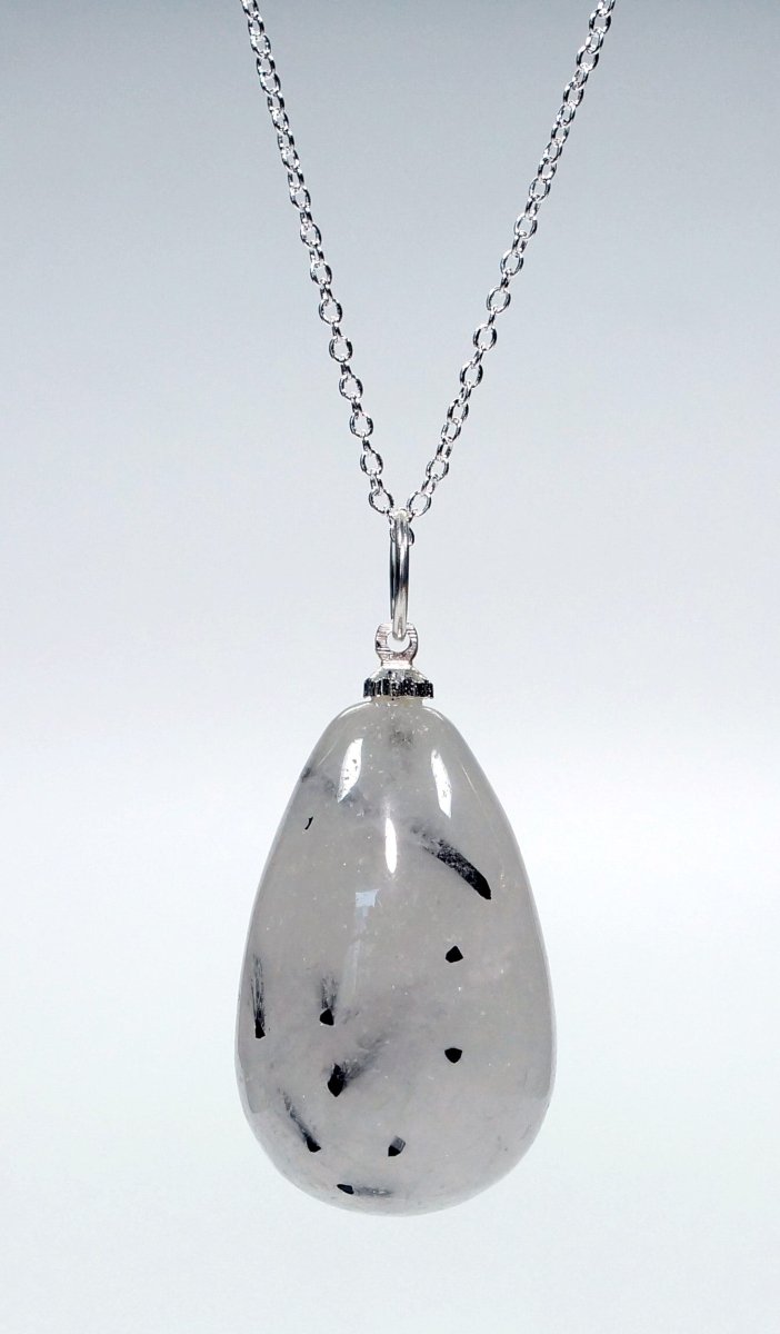 SET OF 4 - Rutilated Quartz Teardrop Pendant w/ Silver Bail / 1" AvgCrystal River Gems