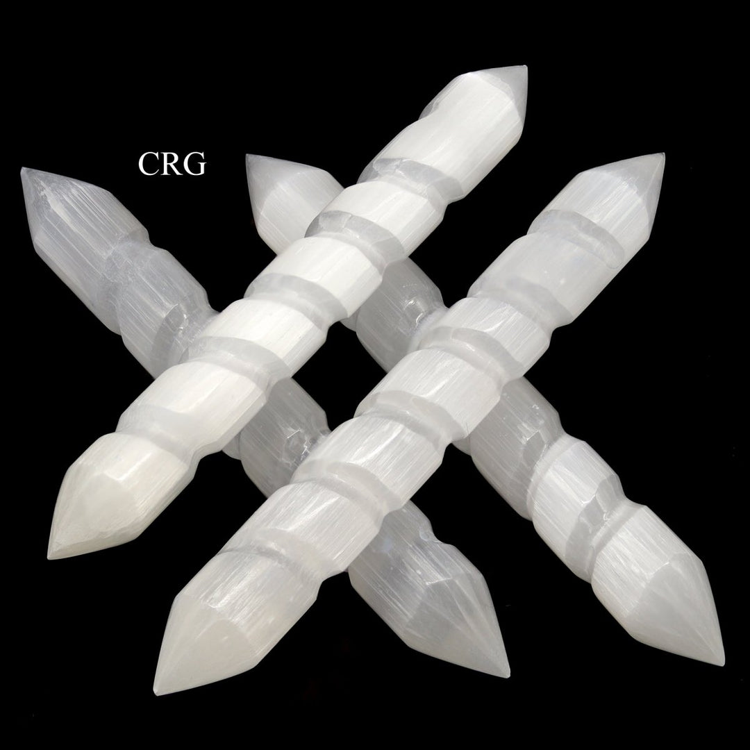 Selenite Double Point Spiral Wand - 5.5" - 6" - Set of 4Crystal River Gems