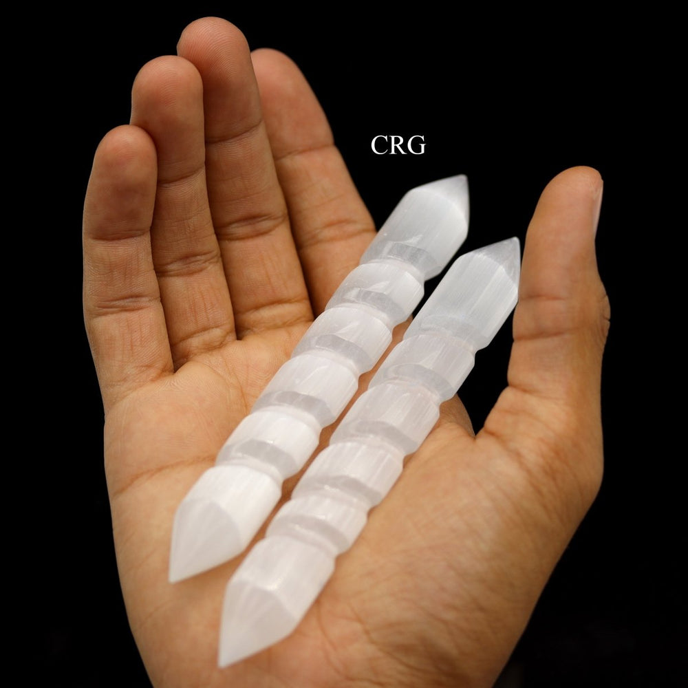 Selenite Double Point Spiral Wand - 5.5" - 6" - Set of 4Crystal River Gems