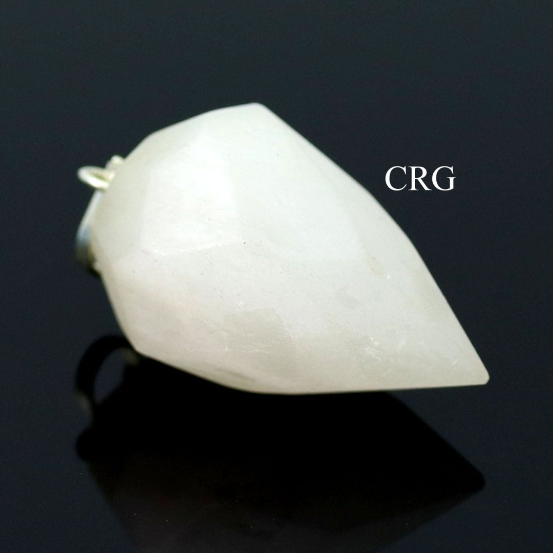 SET OF 4 - Selenite Faceted Drop Pendant with Silver Bail / 1" AVGCrystal River Gems