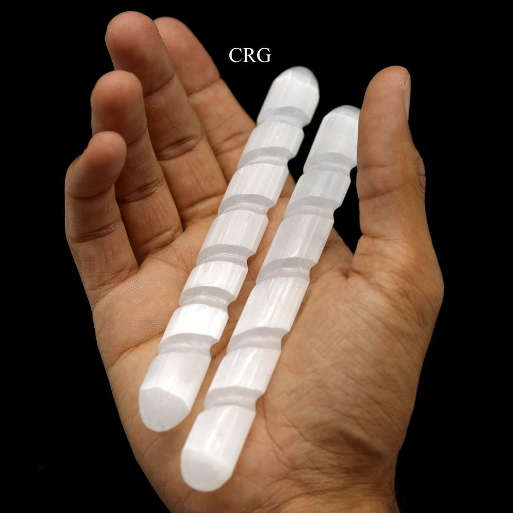 Selenite Spiral Massage Wand - 5.5" - 6" - Set of 4Crystal River Gems