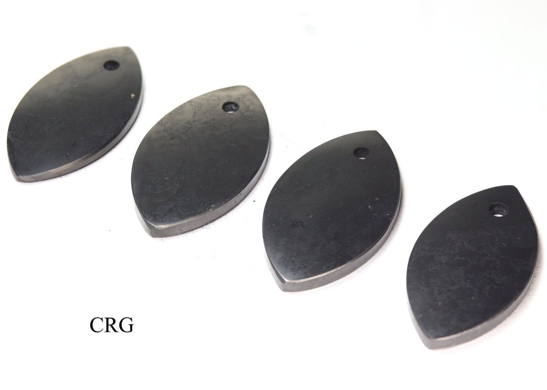 SET OF 4 - Shungite Flower Petal Pendant / 40-50mm AVG