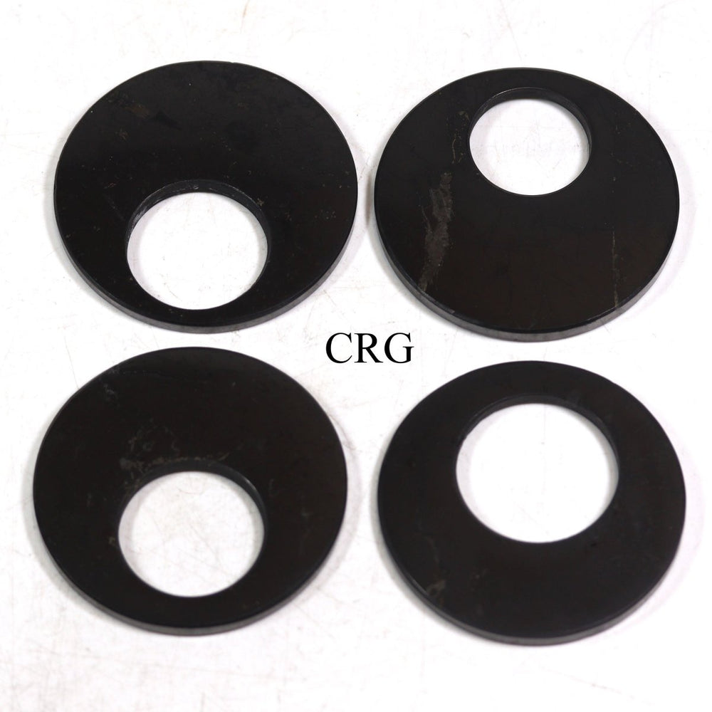 SET OF 4 - Shungite Hoop Pendant / 53mm AVG