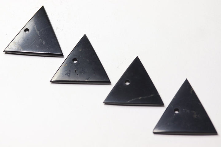 SET OF 4 - Shungite Triangle Pendant / 40 - 50mm AVGCrystal River Gems