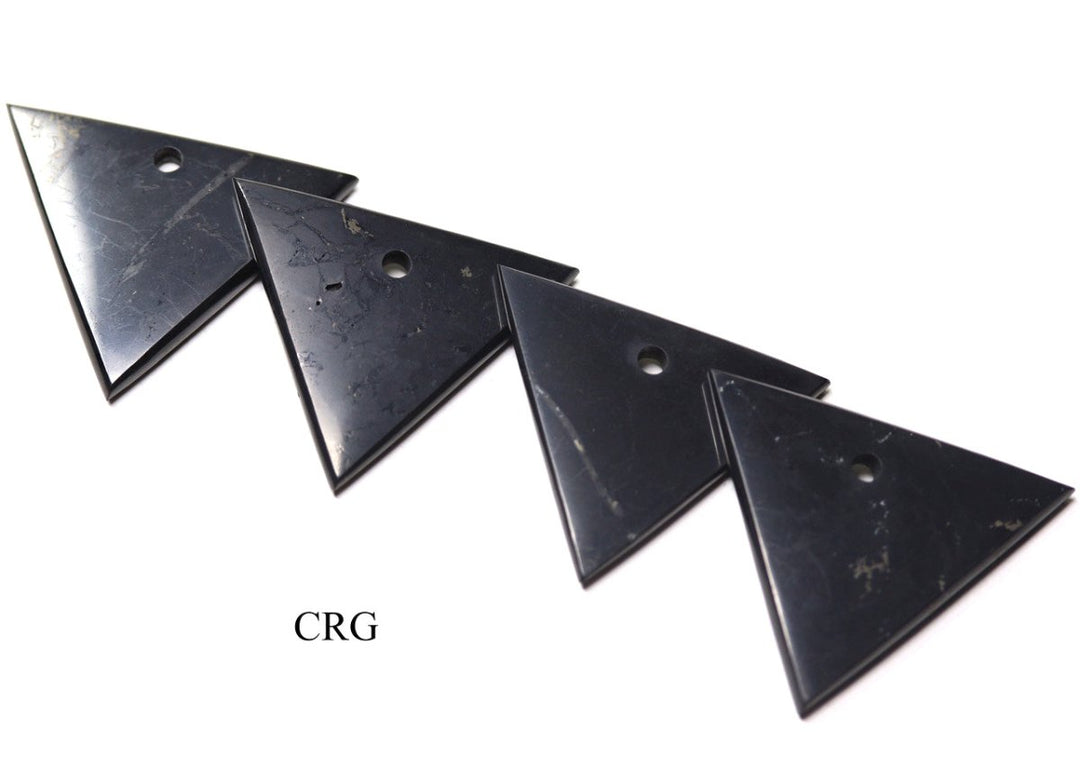 SET OF 4 - Shungite Triangle Pendant / 40-50mm AVG