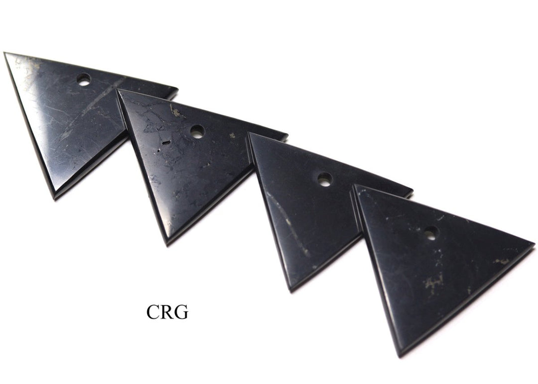 SET OF 4 - Shungite Triangle Pendant / 40 - 50mm AVGCrystal River Gems