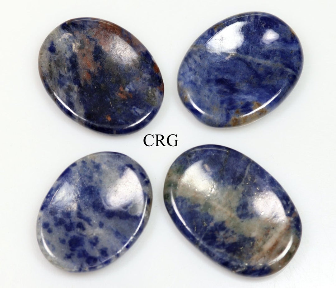 SET OF 4 - Sodalite Worry Stones with Thumb Indent / 1" AVG