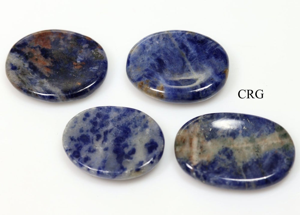 SET OF 4 - Sodalite Worry Stones with Thumb Indent / 1" AVG