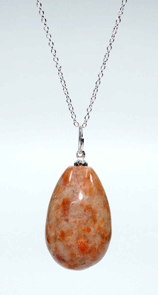SET OF 4 - Sunstone Teardrop Pendant with Silver Bail / 1" AVGCrystal River Gems