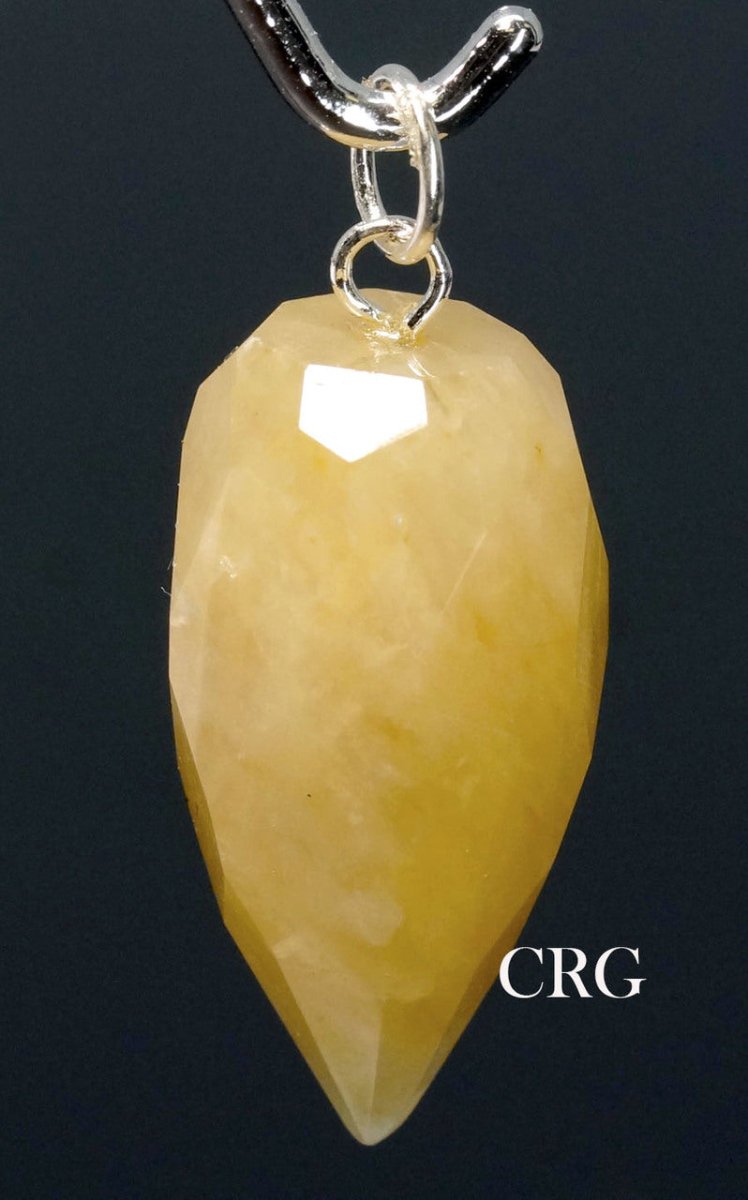 Yellow Aventurine Faceted Drop Pendant w/ Silver Bail - 1" - SET OF 4