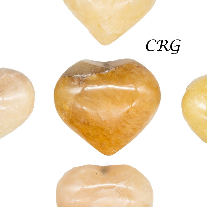 SET OF 5 - Pale Yellow Quartz Puffy Gemstone Hearts / 1 - 2" AVGCrystal River Gems