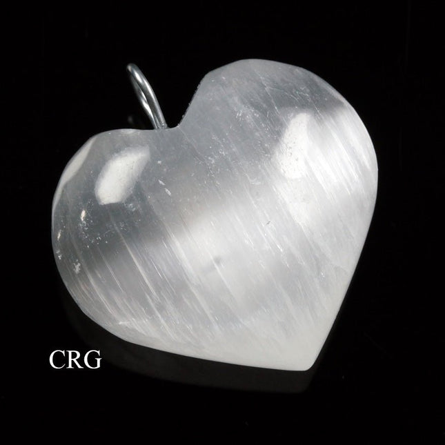 SET OF 8 - White Selenite Heart Pendant / 25mm AVG