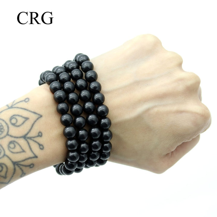 Shungite Bead Bracelet (1 Piece) Size 8 mm Crystal Stretch JewelryCrystal River Gems
