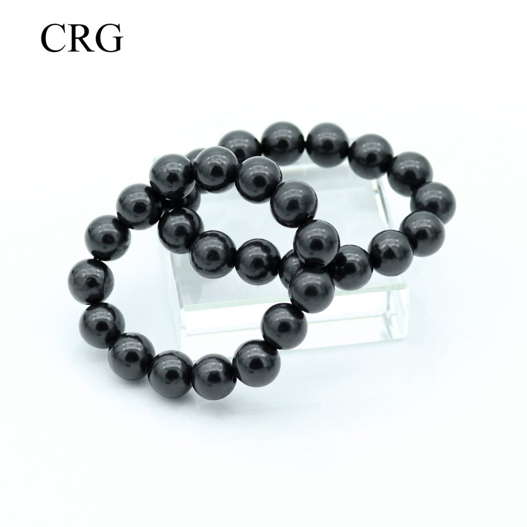 Shungite Bracelet (1 Piece) Size 10 to 15 mm Polished Large Bead Crystal JewelryCrystal River Gems