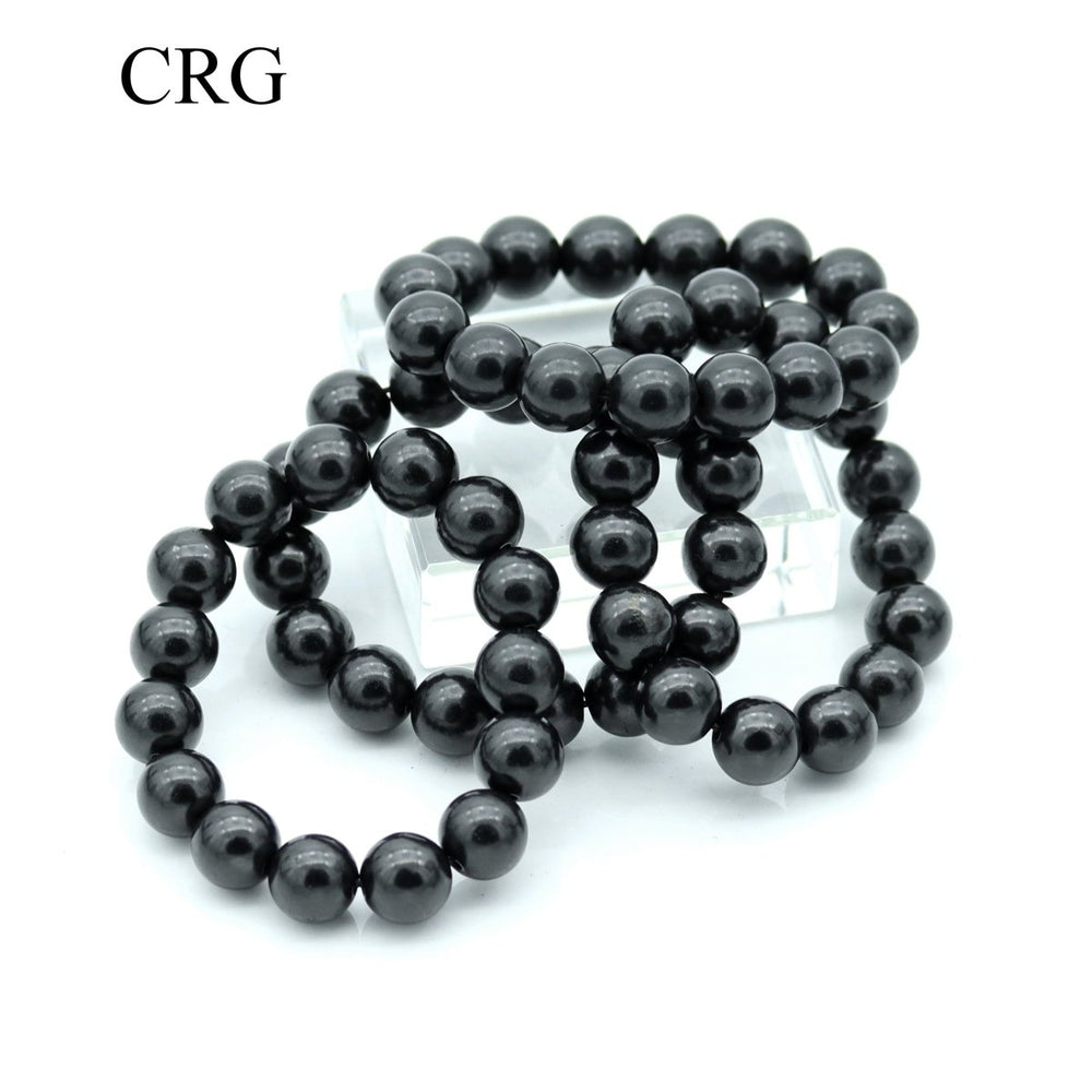 Shungite Bracelet (1 Piece) Size 10 to 15 mm Polished Large Bead Crystal JewelryCrystal River Gems