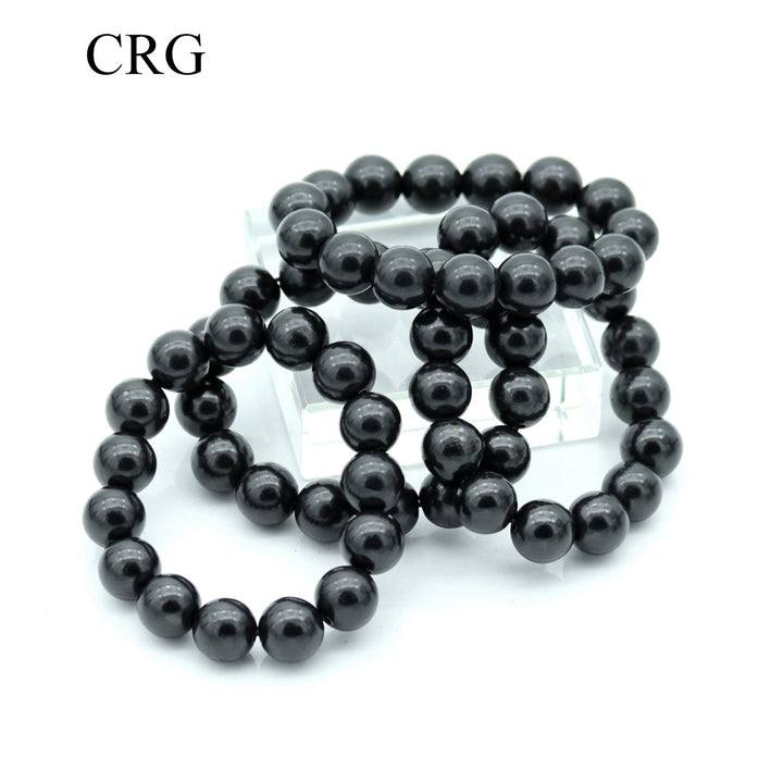 Shungite Bracelet (1 Piece) Size 10 to 15 mm Polished Large Bead Crystal JewelryCrystal River Gems