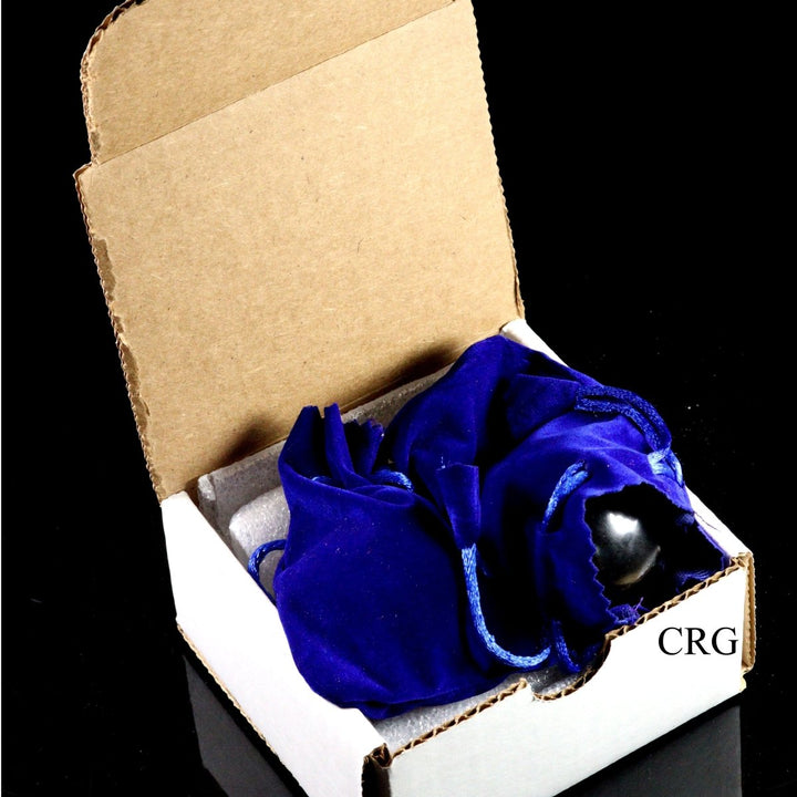 Shungite Hand Massage Balls with Velvet Pouch (3 Pieces) Size 50 mm Crystal SpheresCrystal River Gems