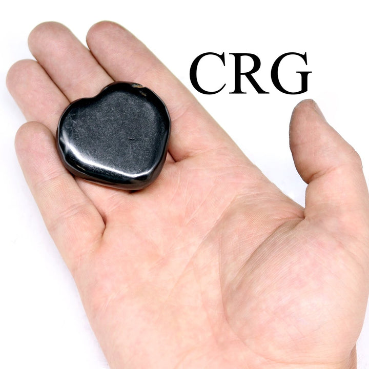 Shungite Heart (1 Piece) Size 1.5 to 2 Inches Small Polished Flat Crystal Gemstone HeartCrystal River Gems